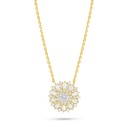Sterling Silver 925 Necklace Golden Plated Embedded With White Zircon