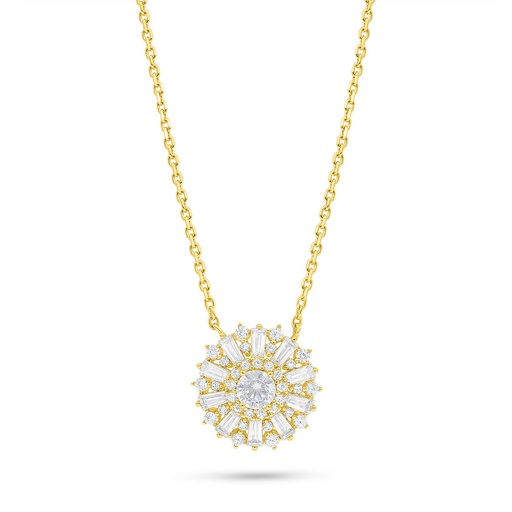 [NCL02WCZ00000B985] Sterling Silver 925 Necklace Golden Plated Embedded With White Zircon