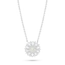 Sterling Silver 925 Necklace Rhodium Plated Embedded With Yellow Diamond And White Zircon