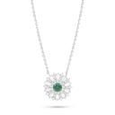 Sterling Silver 925 Necklace Rhodium Plated Embedded With Emerald Zircon And White Zircon