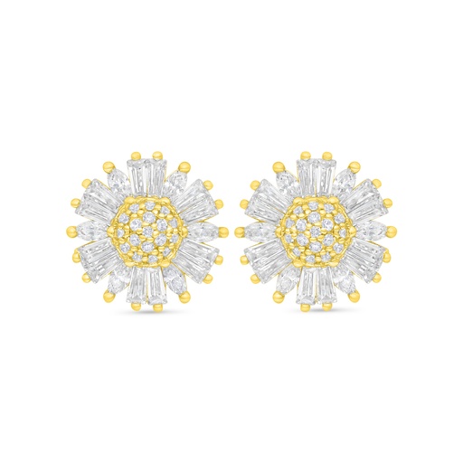 [EAR02WCZ00000C903] Sterling Silver 925 Earring Golden Plated Embedded With White Zircon