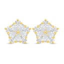 Sterling Silver 925 Earring Golden Plated Embedded With White Zircon