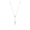 Sterling Silver 925 Necklace Rhodium Plated Embedded With White Zircon