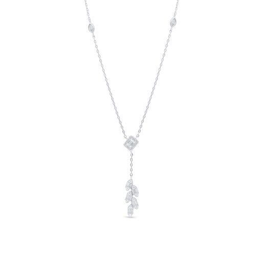 [NCL01WCZ00000B991] Sterling Silver 925 Necklace Rhodium Plated Embedded With White Zircon