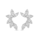 Sterling Silver 925 Earring Rhodium Plated Embedded With White Zircon