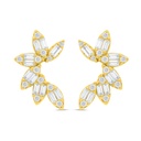 Sterling Silver 925 Earring Golden Plated Embedded With White Zircon