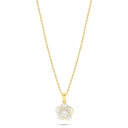 Sterling Silver 925 Necklace Golden Plated Embedded With Yellow Diamond And White Zircon