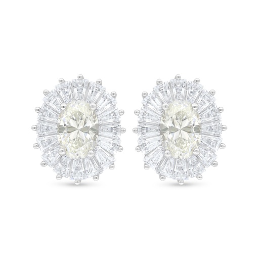 [EAR01CIT00WCZC909] Sterling Silver 925 Earring Rhodium Plated Embedded With Yellow Diamond And White Zircon