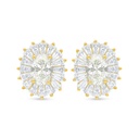 Sterling Silver 925 Earring Golden Plated Embedded With Yellow Diamond And White Zircon