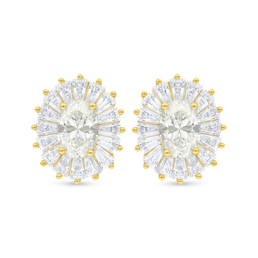 [EAR02CIT00WCZC909] Sterling Silver 925 Earring Golden Plated Embedded With Yellow Diamond And White Zircon