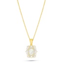 Sterling Silver 925 Necklace Golden Plated Embedded With Yellow Diamond And White Zircon