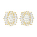 Sterling Silver 925 Earring Golden Plated Embedded With Yellow Diamond And White Zircon