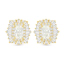 Sterling Silver 925 Earring Golden Plated Embedded With Yellow Diamond And White Zircon