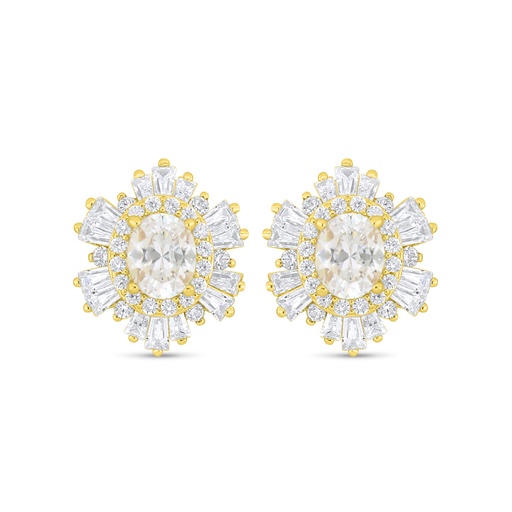 [EAR02WCZ00000C911] Sterling Silver 925 Earring Golden Plated Embedded With White Zircon