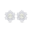 Sterling Silver 925 Earring Rhodium Plated Embedded With Yellow Diamond And White Zircon