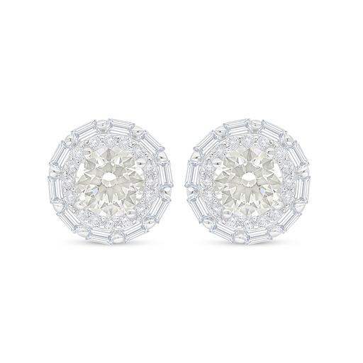 [EAR01CIT00WCZC912] Sterling Silver 925 Earring Rhodium Plated Embedded With Yellow Diamond And White Zircon