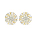 Sterling Silver 925 Earring Golden Plated Embedded With Yellow Diamond And White Zircon