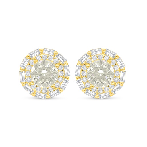 [EAR02CIT00WCZC912] Sterling Silver 925 Earring Golden Plated Embedded With Yellow Diamond And White Zircon