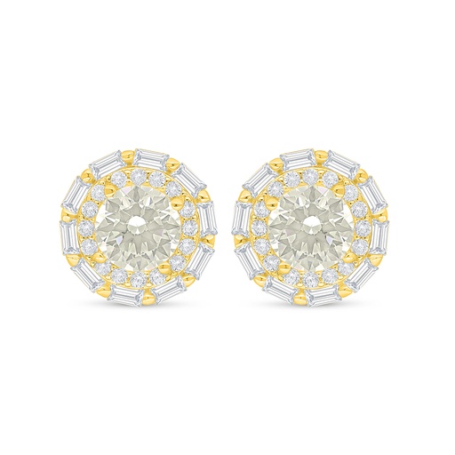 [EAR02CIT00WCZC912] Sterling Silver 925 Earring Golden Plated Embedded With Yellow Diamond And White Zircon