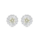 Sterling Silver 925 Earring Rhodium Plated Embedded With Yellow Diamond And White Zircon