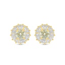 Sterling Silver 925 Earring Golden Plated Embedded With Yellow Diamond And White Zircon
