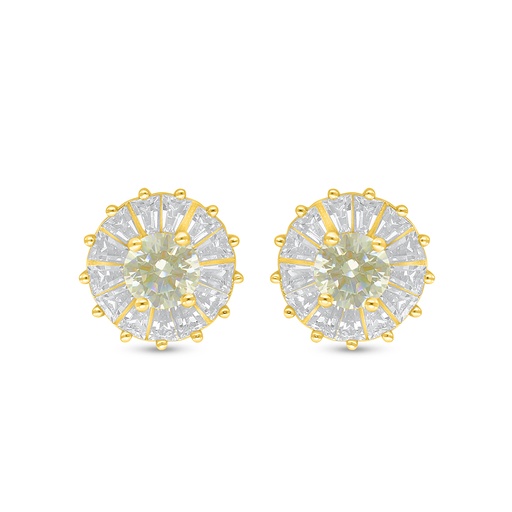 [EAR02CIT00WCZC913] Sterling Silver 925 Earring Golden Plated Embedded With Yellow Diamond And White Zircon
