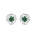 Sterling Silver 925 Earring Rhodium Plated Embedded With Emerald Zircon And White Zircon