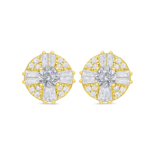 [EAR02WCZ00000C914] Sterling Silver 925 Earring Golden Plated Embedded With White Zircon