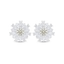 Sterling Silver 925 Earring Rhodium Plated Embedded With Yellow Diamond And White Zircon