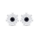 Sterling Silver 925 Earring Rhodium Plated Embedded With Sapphire Corundum And White Zircon