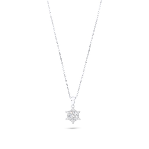 [NCL01WCZ00000B999] Sterling Silver 925 Necklace Rhodium Plated Embedded With White Zircon