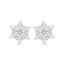 Sterling Silver 925 Earring Rhodium Plated Embedded With White Zircon