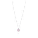 Sterling Silver 925 Necklace Rhodium Plated Embedded With Pink Zircon And White Zircon