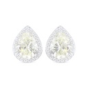 Sterling Silver 925 Earring Rhodium Plated Embedded With Yellow Diamond And White Zircon