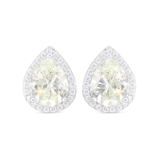 [EAR01CIT00WCZC917] Sterling Silver 925 Earring Rhodium Plated Embedded With Yellow Diamond And White Zircon