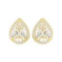 Sterling Silver 925 Earring Golden Plated Embedded With Yellow Diamond And White Zircon