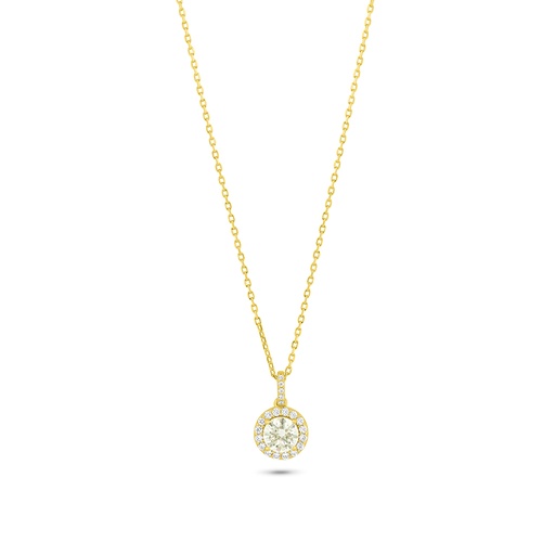 [NCL02CIT00WCZC002] Sterling Silver 925 Necklace Golden Plated Embedded With Yellow Diamond And White Zircon