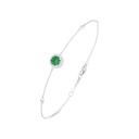 Sterling Silver 925 Bracelet Rhodium Plated Embedded With Emerald Zircon And White Zircon