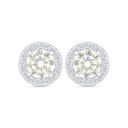 Sterling Silver 925 Earring Rhodium Plated Embedded With Yellow Diamond And White Zircon