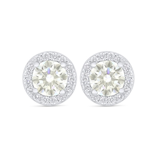 [EAR01CIT00WCZC918] Sterling Silver 925 Earring Rhodium Plated Embedded With Yellow Diamond And White Zircon