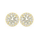 Sterling Silver 925 Earring Golden Plated Embedded With Yellow Diamond And White Zircon