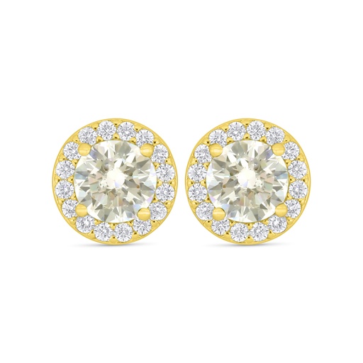 [EAR02CIT00WCZC918] Sterling Silver 925 Earring Golden Plated Embedded With Yellow Diamond And White Zircon