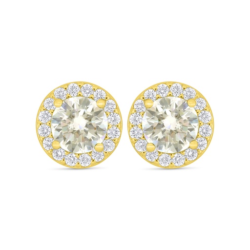 [EAR02CIT00WCZC918] Sterling Silver 925 Earring Golden Plated Embedded With Yellow Diamond And White Zircon