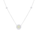 Sterling Silver 925 Necklace Rhodium Plated Embedded With Yellow Diamond And White Zircon