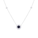 Sterling Silver 925 Necklace Rhodium Plated Embedded With Sapphire Corundum And White Zircon