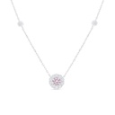 Sterling Silver 925 Necklace Rhodium Plated Embedded With Pink Zircon And White Zircon