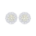 Sterling Silver 925 Earring Rhodium Plated Embedded With Yellow Diamond And White Zircon