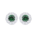 Sterling Silver 925 Earring Rhodium Plated Embedded With Emerald Zircon And White Zircon