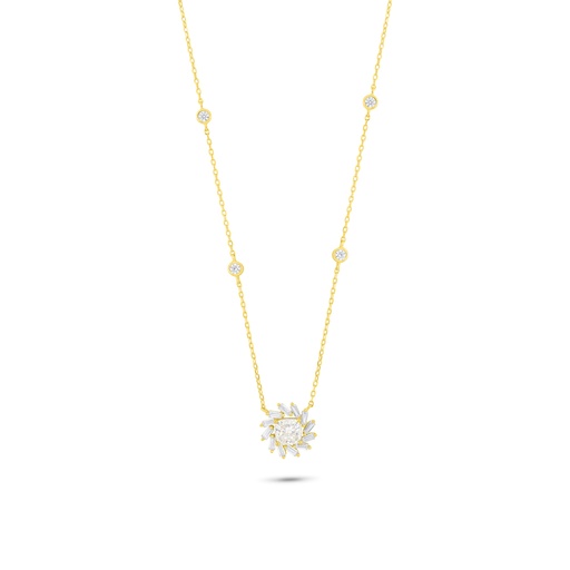 [NCL02WCZ00000C004] Sterling Silver 925 Necklace Golden Plated Embedded With White Zircon