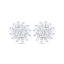 Sterling Silver 925 Earring Rhodium Plated Embedded With White Zircon